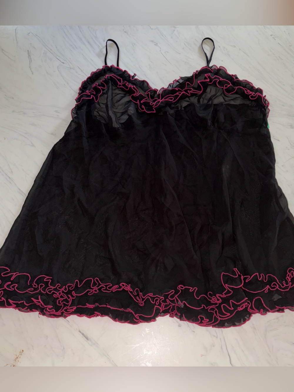 cacique sensual nightie lingerie sheer negligee nightgown sexy black pink 22/24